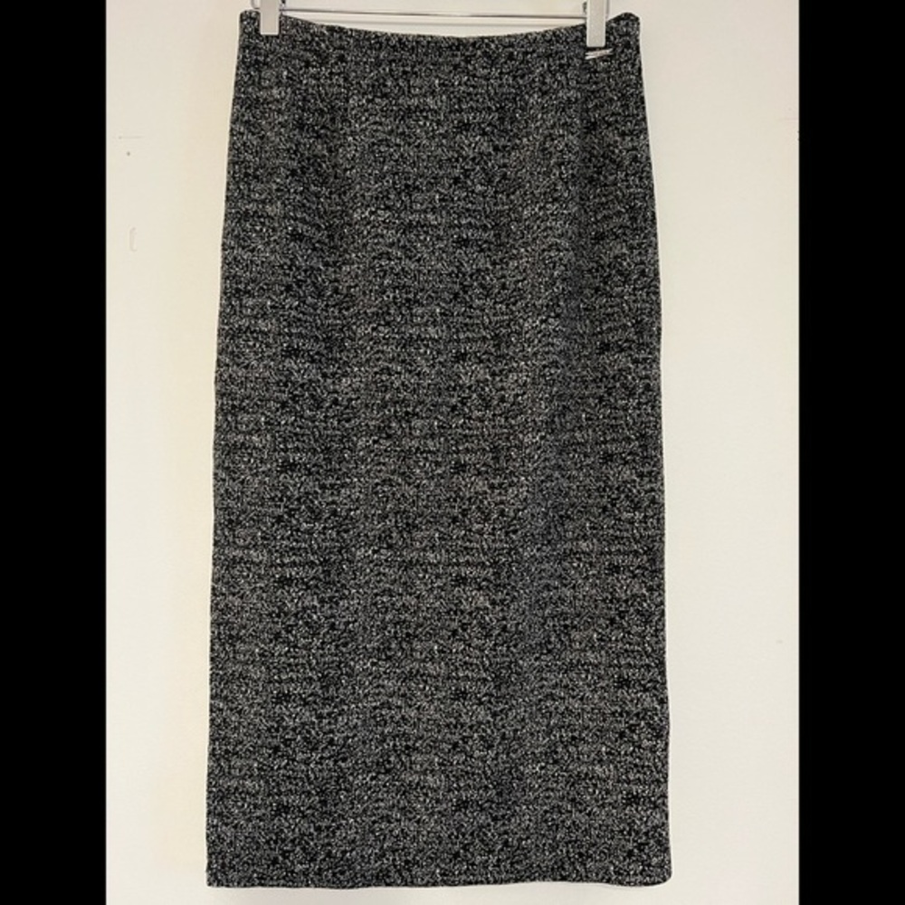 Tahari grey side slit midi skirt